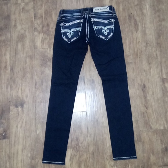 Rock Revival NWOT Women's 26 Amy Skinny Embroidered Rhinestones - Picture 4 of 9